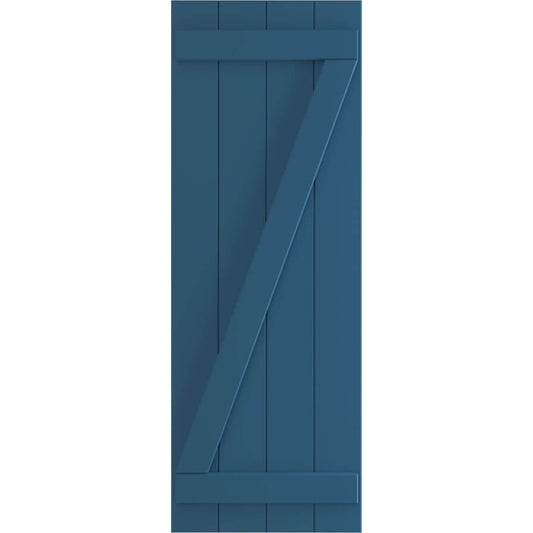 Ekena Millwork 21.5-in W x 25-in H Sojourn Blue Board and batten Z-bar Exterior Shutters ( 2 -Pack )
