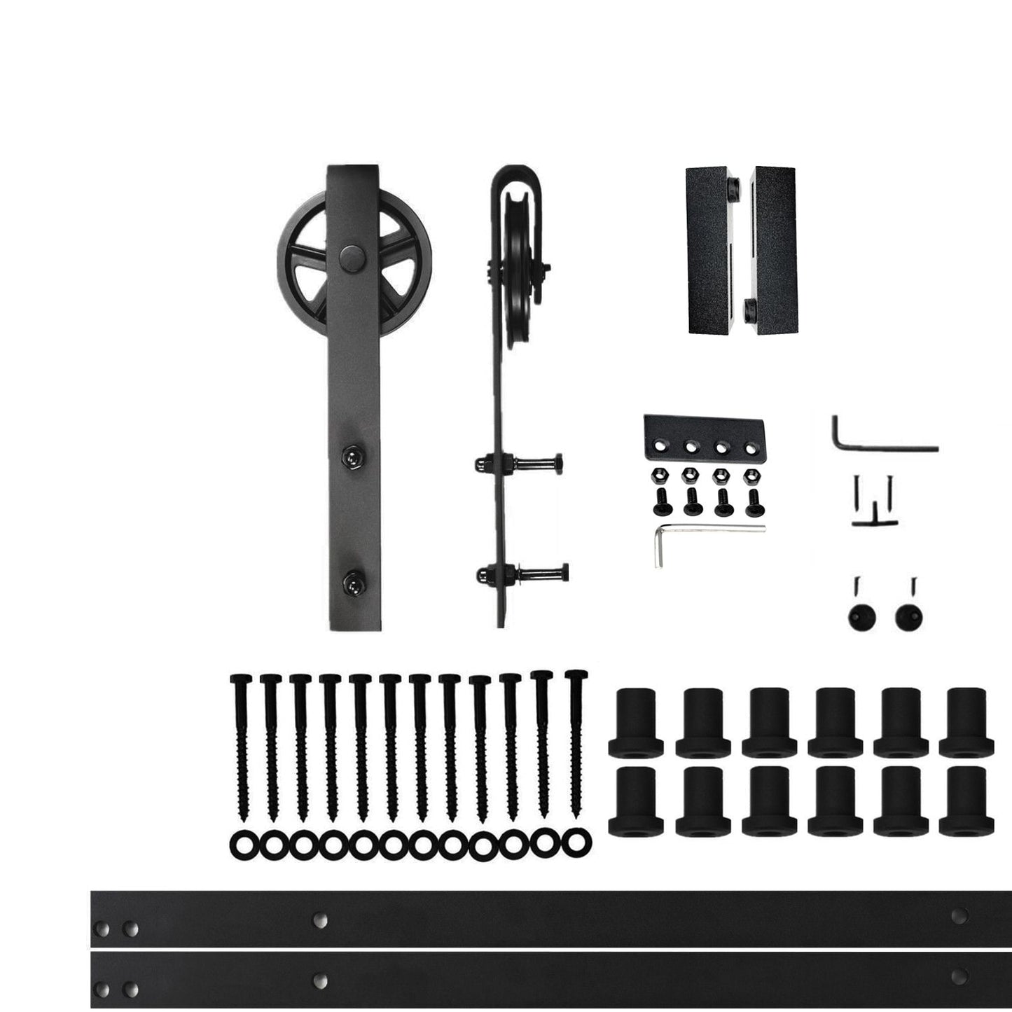 HOMACER 180-in Rustic Black Indoor Spoke Wheel Single Barn Door Hardware Kit HL1TGH180C