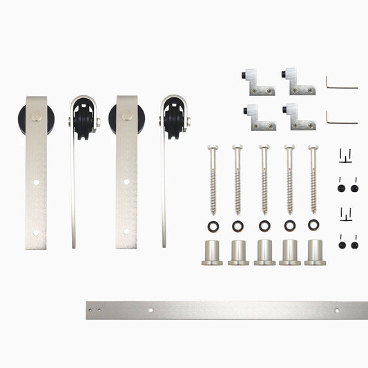 HOMACER 84-in Brushed Nickel Indoor J-strap Double Barn Door Hardware Kit YT2DNZ084C