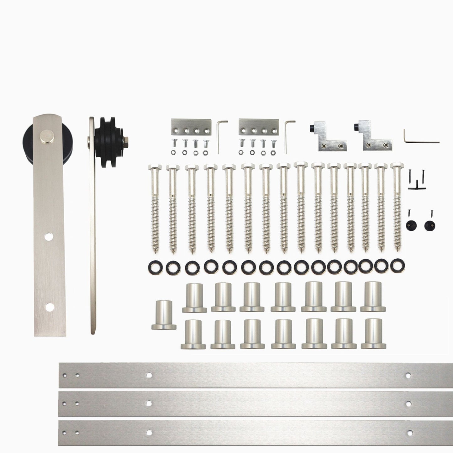 HOMACER 240-in Brushed Nickel Indoor I-strap Single Barn Door Hardware Kit ZT1DNZ240C