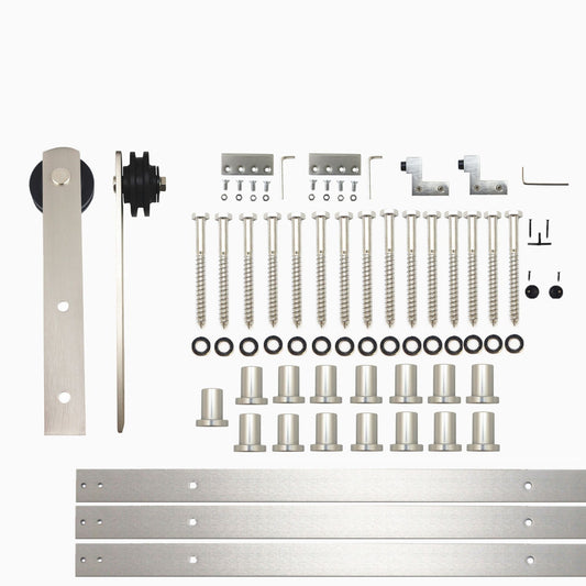 HOMACER 240-in Brushed Nickel Indoor I-strap Single Barn Door Hardware Kit ZT1DNZ240C