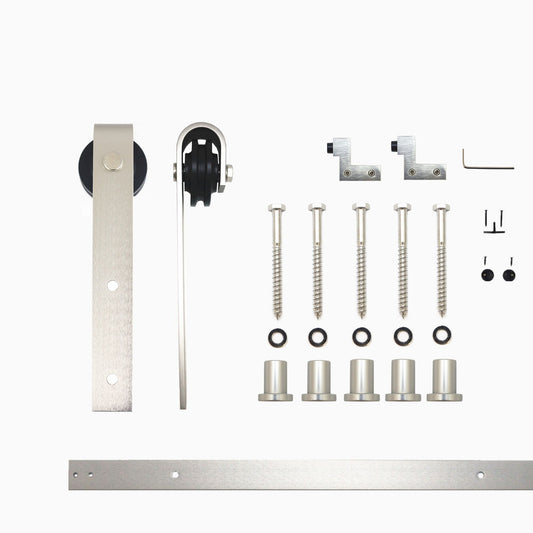 HOMACER 72-in Brushed Nickel Indoor J-strap Single Barn Door Hardware Kit YT1DNZ072C