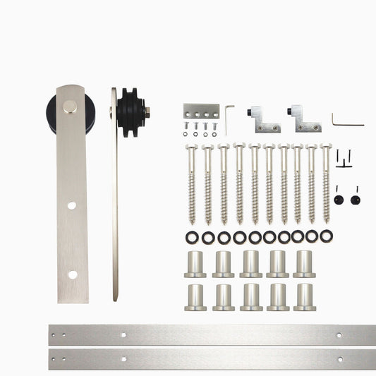 HOMACER 144-in Brushed Nickel Indoor I-strap Single Barn Door Hardware Kit ZT1DNZ144C