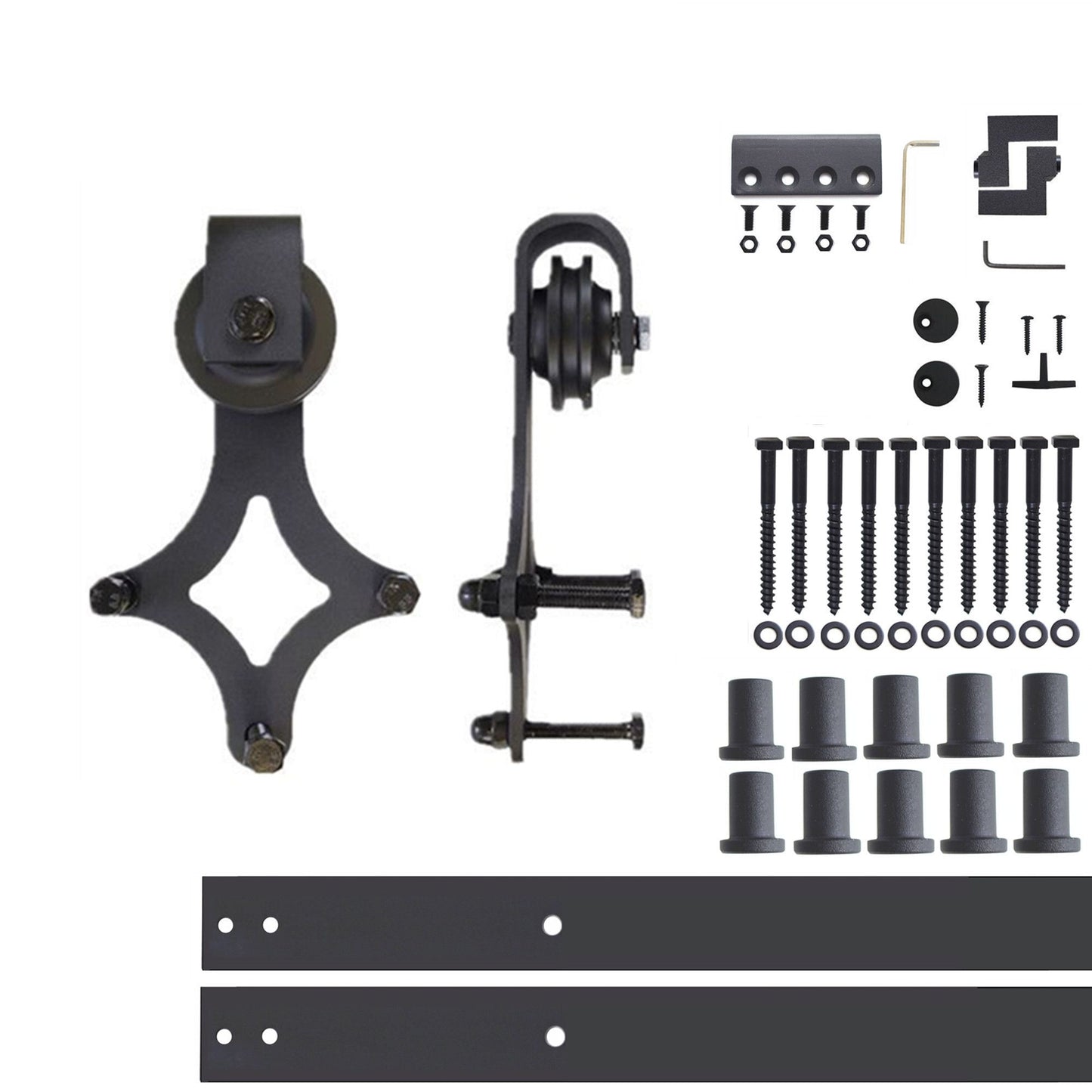 HOMACER 156-in Rustic Black Indoor Diamond Single Barn Door Hardware Kit LX1TGH156C