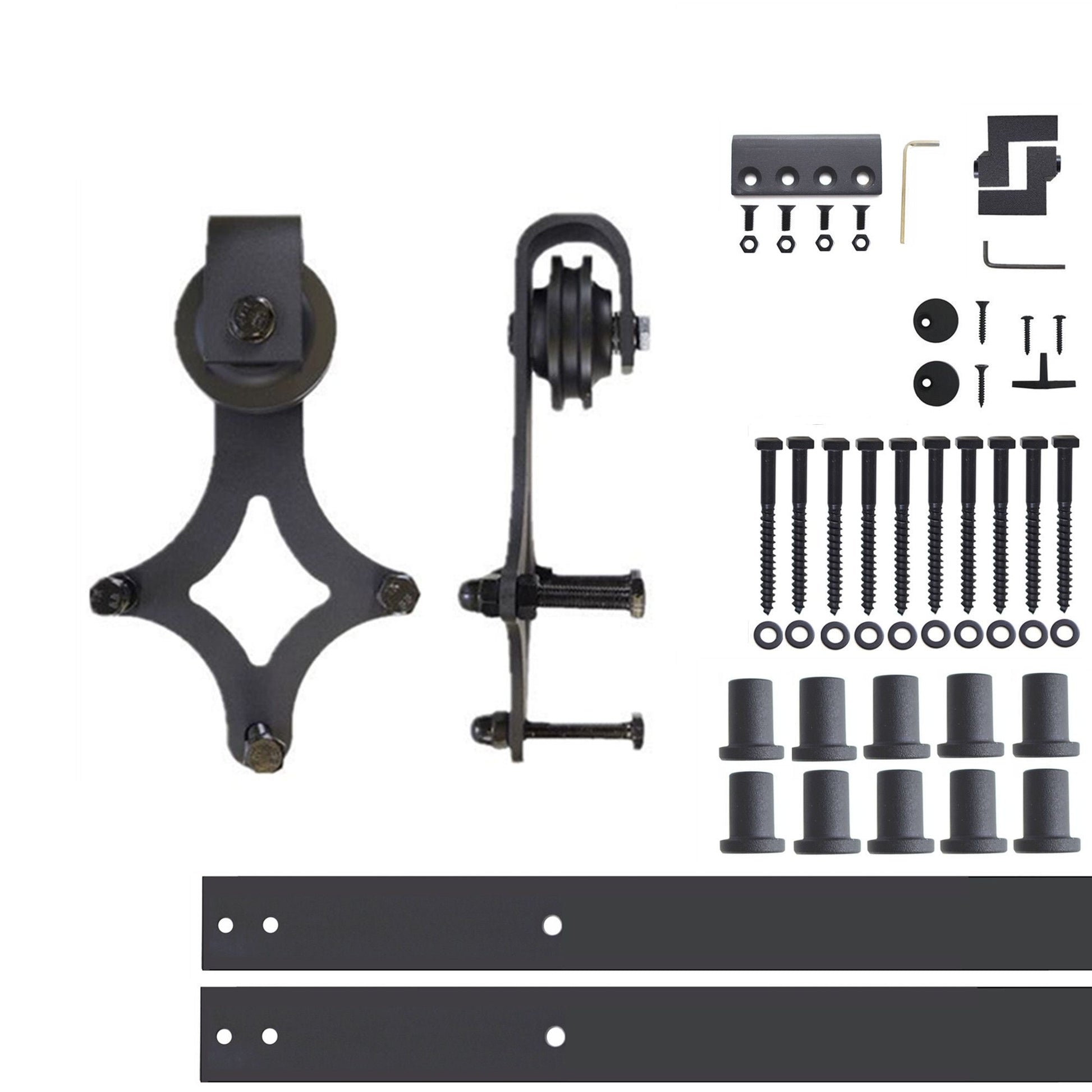 HOMACER 156-in Rustic Black Indoor Diamond Single Barn Door Hardware Kit LX1TGH156C