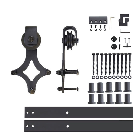 HOMACER 156-in Rustic Black Indoor Diamond Single Barn Door Hardware Kit LX1TGH156C
