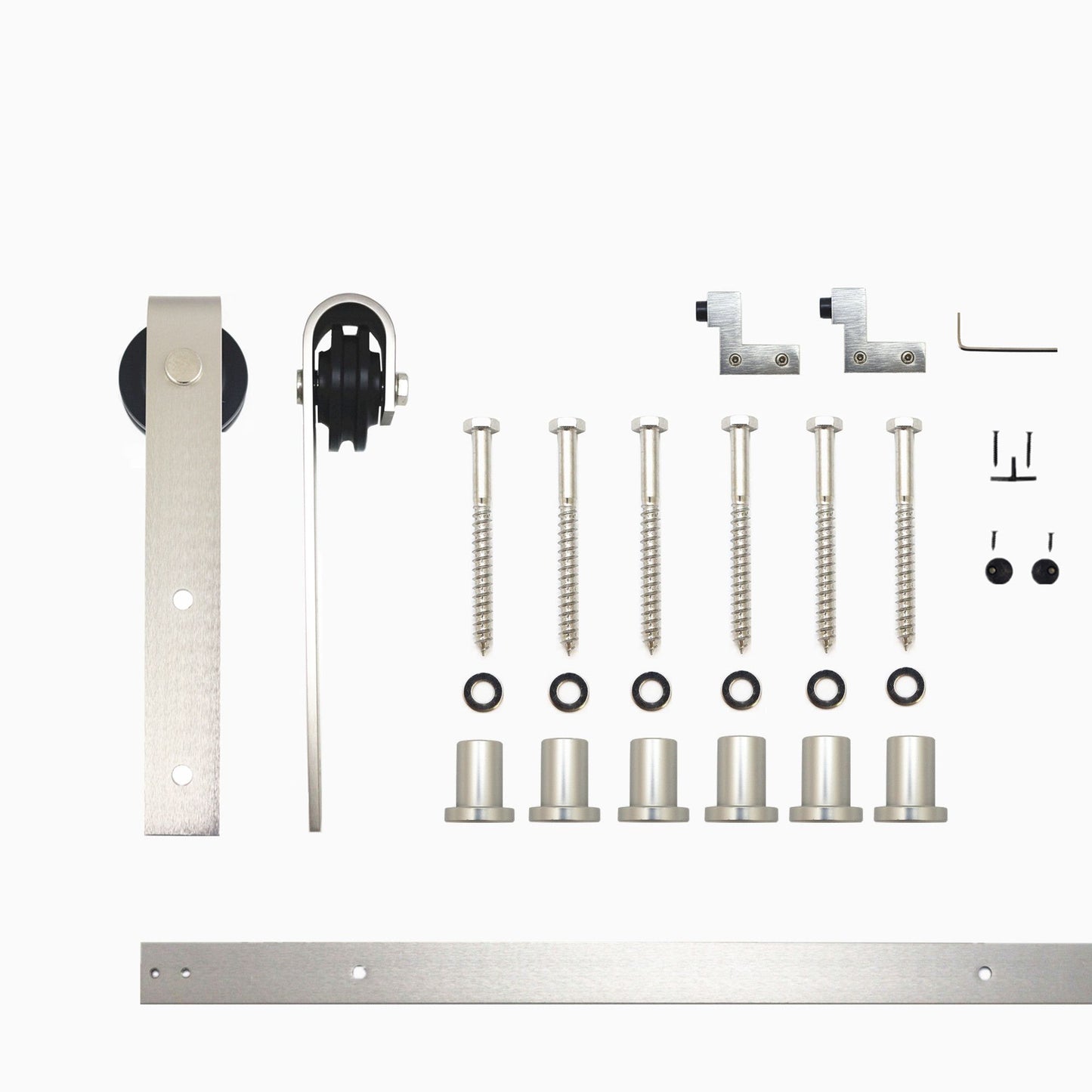 HOMACER 90-in Brushed Nickel Indoor J-strap Single Barn Door Hardware Kit YT1DNZ090C