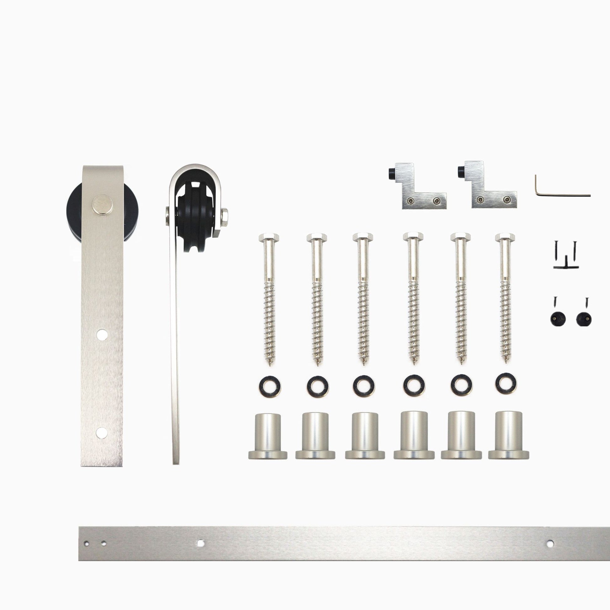 HOMACER 90-in Brushed Nickel Indoor J-strap Single Barn Door Hardware Kit YT1DNZ090C