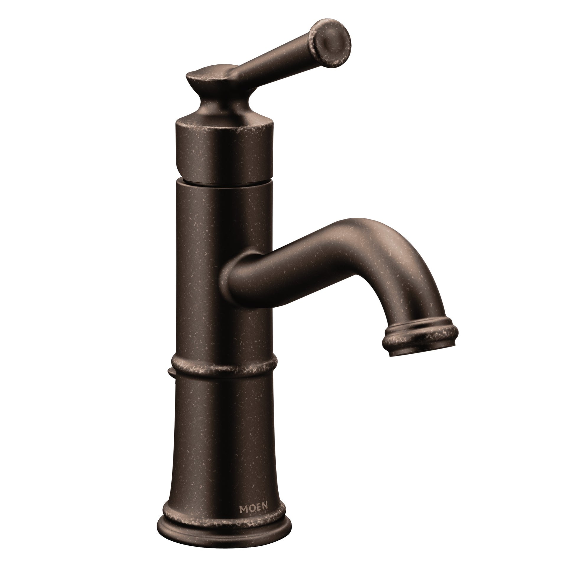 Moen Belfield Oil Rubbed Bronze Single hole 1-handle WaterSense Low-arc Commercial/Residential Handle Bathroom Sink Faucet with Drain with Deck Plate