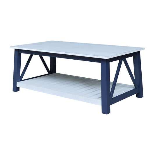 International Concepts Wood Antiqued Chalk Rubberwood 50.00-in W x 20.00-in H Coffee Table