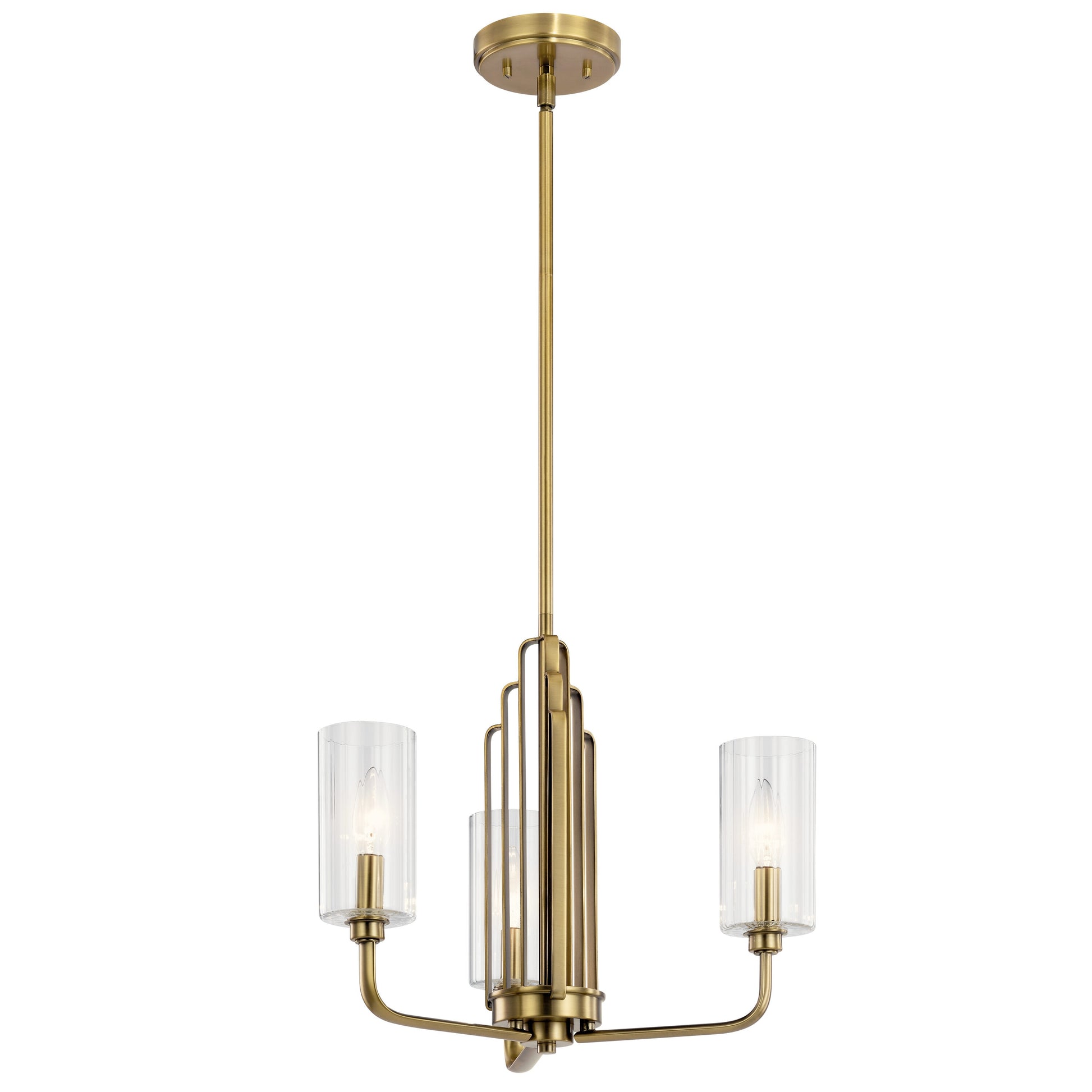 Kichler Kimrose 3 -Light Brushed Brass Vintage For Use in Bedrooms, Dining Rooms, Foyers, Kitchens, Living Rooms Chandelier 4663017