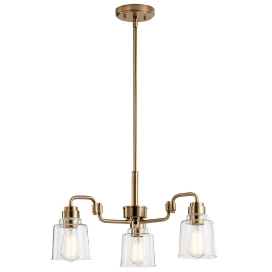 Kichler Aivian 3 -Light Brass Industrial For Use in Bedrooms, Dining Rooms, Foyers, Kitchens, Living Rooms Chandelier 4869997