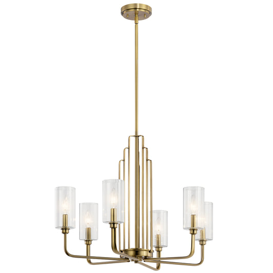 Kichler Kimrose 6 -Light Brushed Brass Vintage For Use in Bedrooms, Dining Rooms, Foyers, Kitchens, Living Rooms Chandelier 4663044