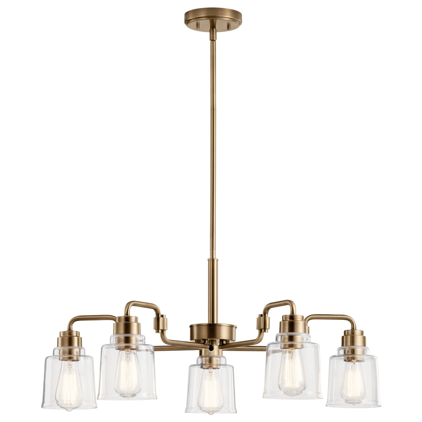 Kichler Aivian 5 -Light Brass Industrial For Use in Bedrooms, Dining Rooms, Foyers, Kitchens, Living Rooms Chandelier 4663069