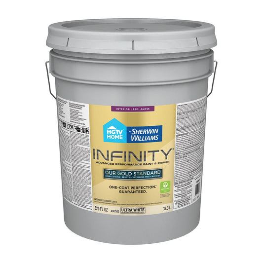 HGTV HOME by Sherwin-Williams Infinity Semi-gloss Ultra White Tintable Interior Paint Paint + Primer ( 5-gallon )