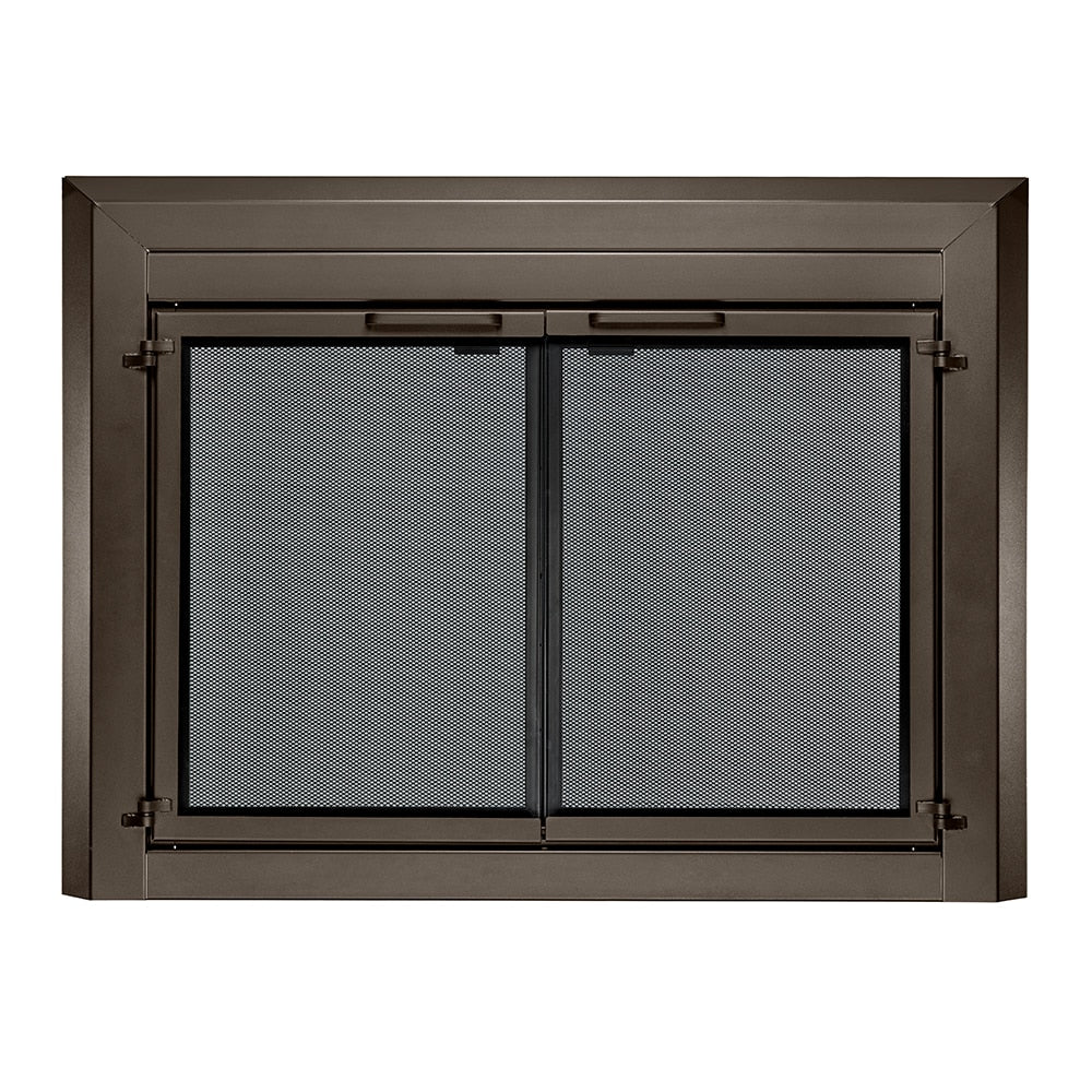 allen + roth Chester Oil Rubbed Bronze 36-in to 43-in W x 25-1/2-in to 32-1/2-in H (Large) Cabinet-style Fireplace Doors with Tempered Smoke Glass