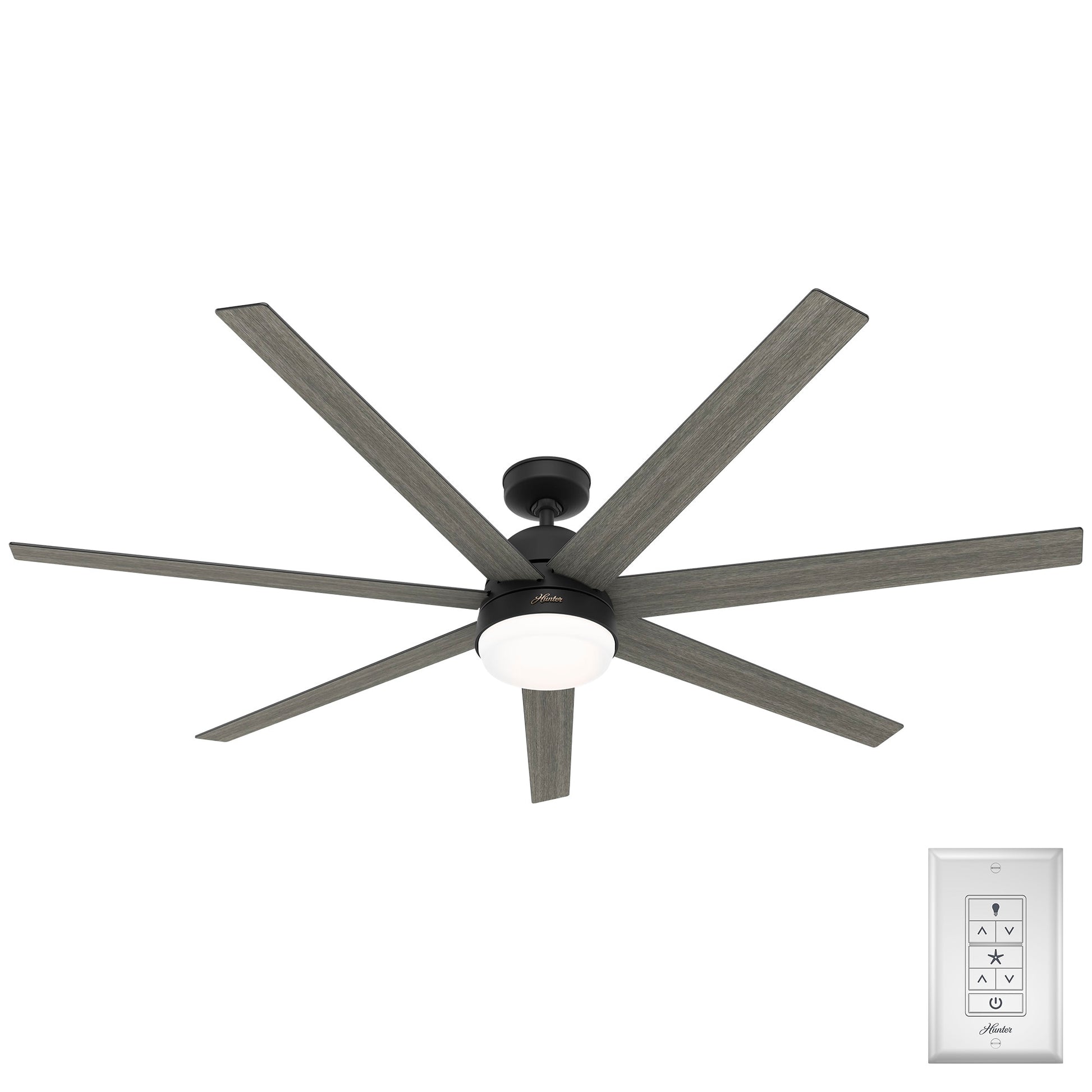 Hunter Phenomenon SIMPLEconnect 70-in Smart Matte Black with Dark Gray Oak Blades Ceiling Fan With Light ( 7 -Blade ) 4963812