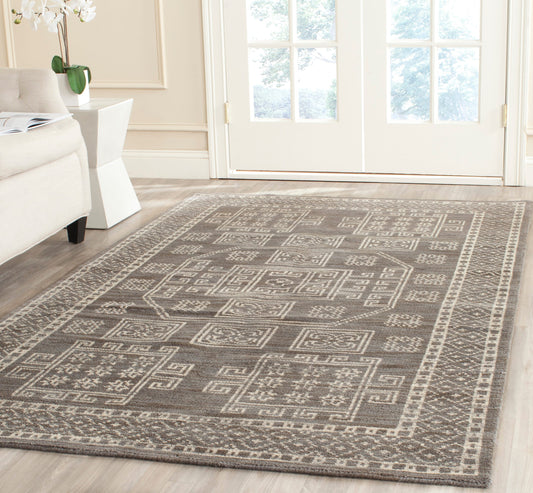 Safavieh Kenya Azaria 7 x 7 (ft) Knotted Wool Gray Square Indoor Abstract Bohemian/Eclectic Area rug