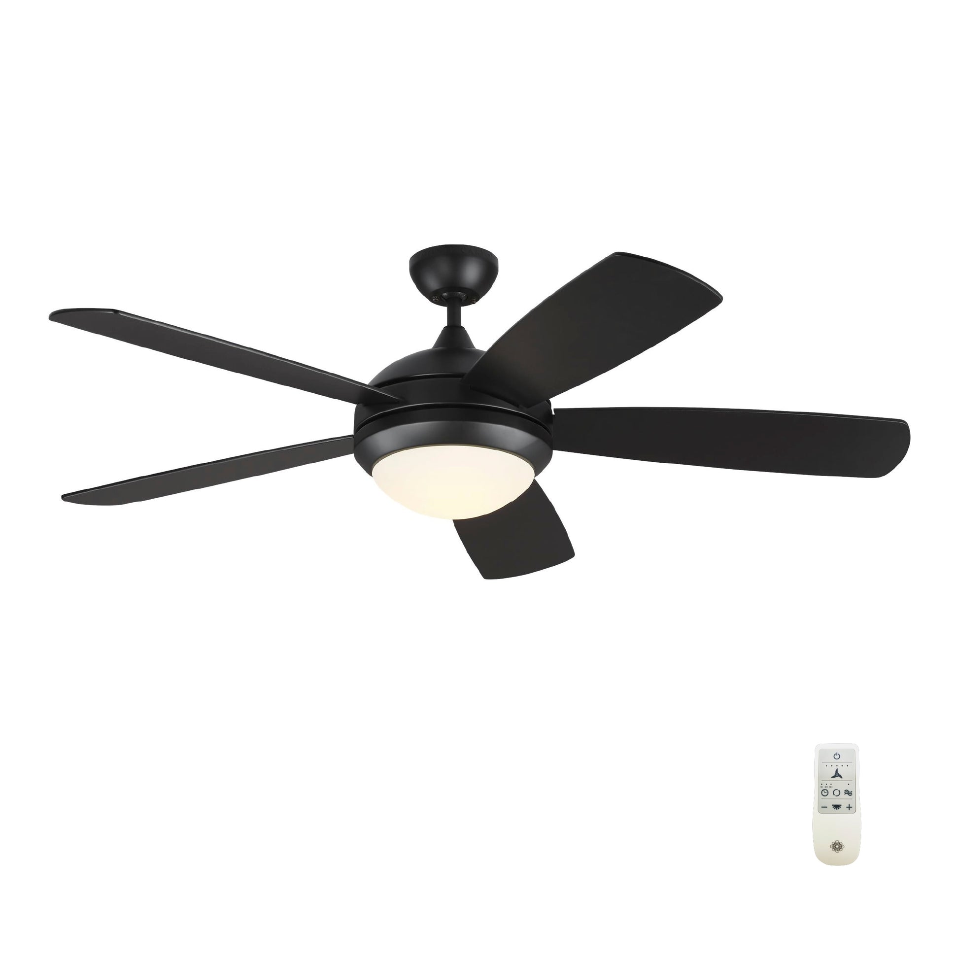 Generation Lighting Discus Dimmable 52-in Midnight Black Integrated LED Indoor Smart Ceiling Fan with Light and Remote (5-Blade) 5DISM52MBKD