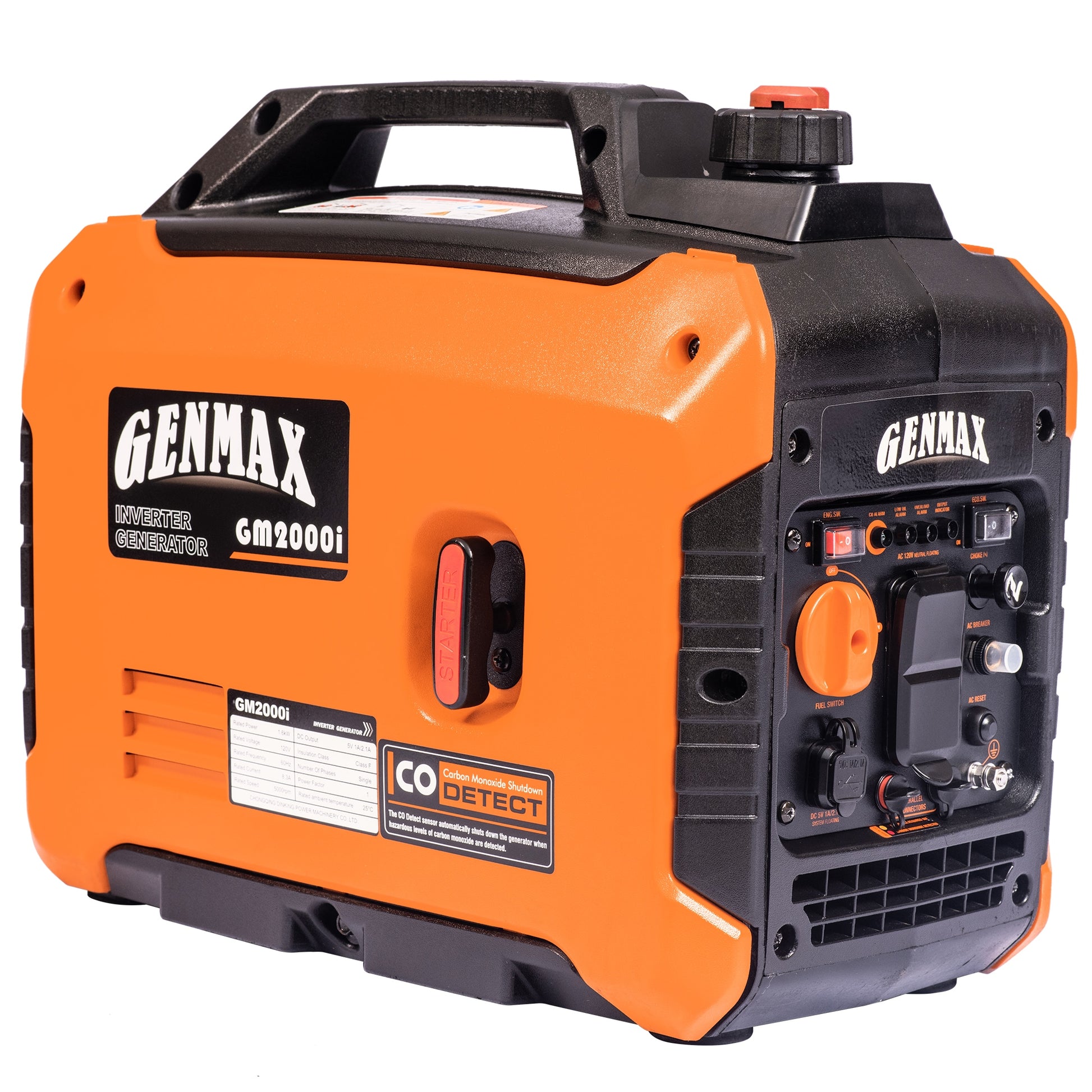 GENMAX Quiet and Portable 1600-Watt Gasoline Inverter Generator for Recreation and Emergency Use GM2000I