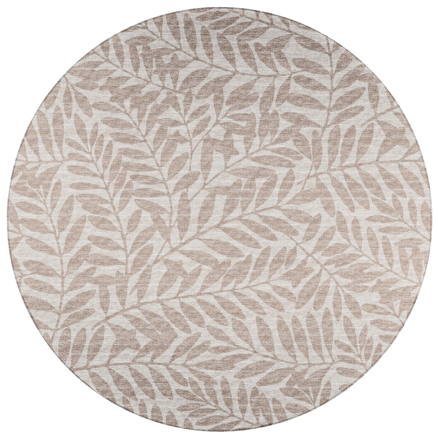 Addison Rugs Yuma 8 x 8 (ft) Taupe Round Indoor/Outdoor Floral/Botanical Tropical Area rug