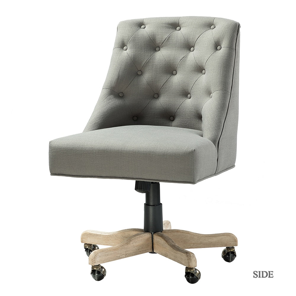 14 Karat Home Grey Contemporary Ergonomic Adjustable Height Swivel Polyester Task Chair