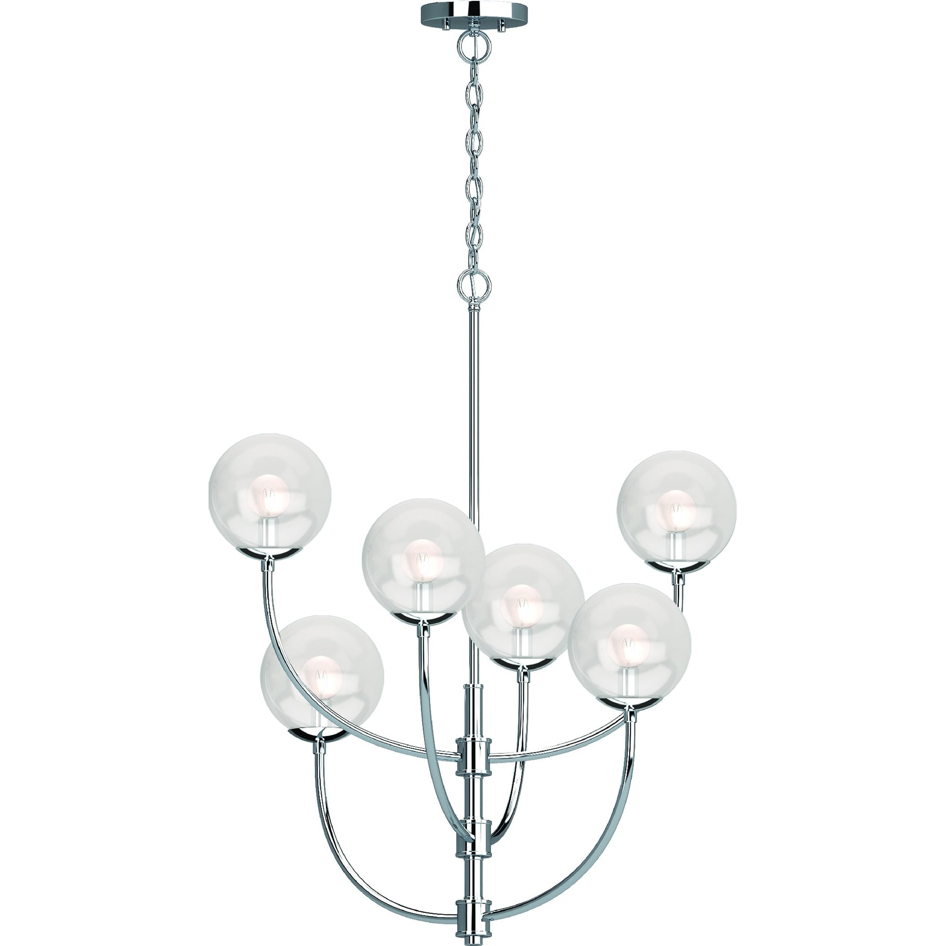 Volume Lighting Lawrence 6 -Light Polished Chrome Modern/contemporary For Use in Bedrooms, Dining Rooms, Foyers, Kitchens, Living Rooms Chandelier