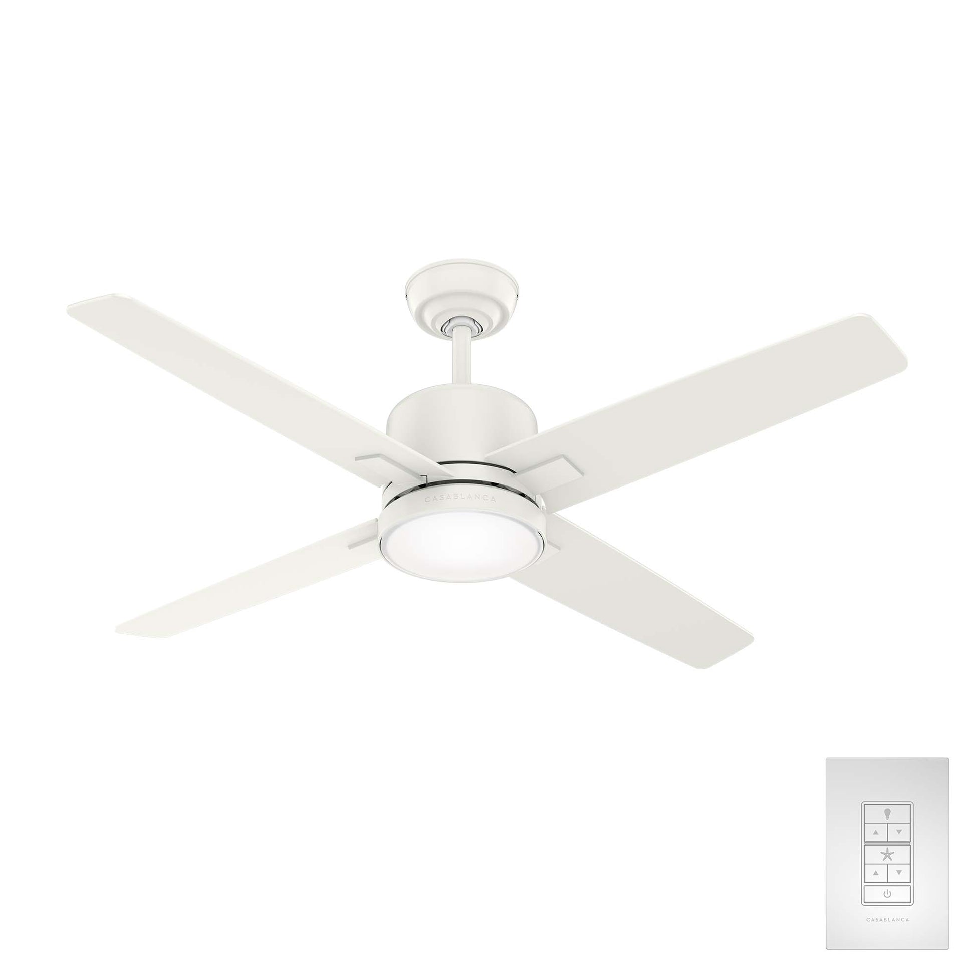 Hunter Axial 52-in Integrated LED Fresh White with Rustic Oak/Fresh White Blades Ceiling Fan With Light ( 4 -Blade ) 5193878