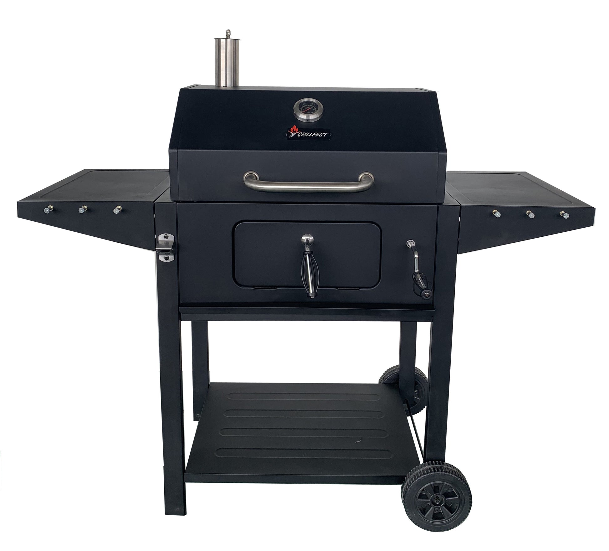 GRILLFEST Grillfest Folding Side Shelf Charcoal Grill, Black, Small Size, 385 SQIN Cooking Space, Adjustable Charcoal Tray 2518
