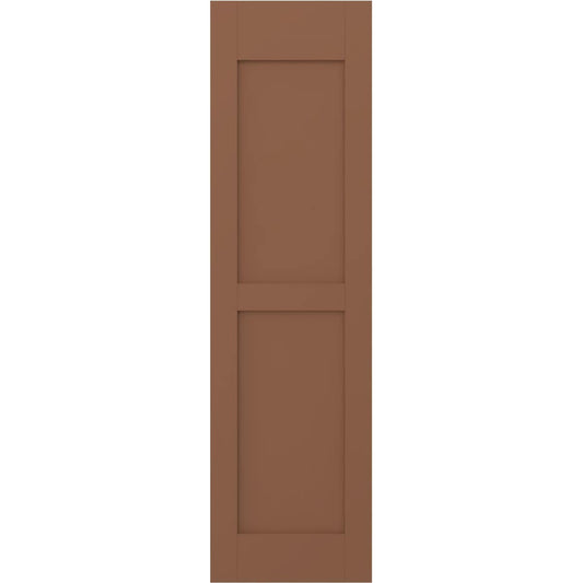 Ekena Millwork 18-in W x 46-in H Burnt Toffee Paintable/Stainable Flat panel Wood Exterior Shutters ( 2 -Pack )