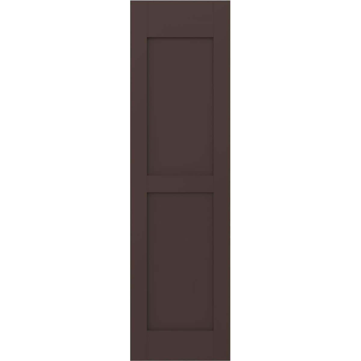 Ekena Millwork 15-in W x 54-in H Raisin Brown Paintable/Stainable Flat panel Wood Exterior Shutters ( 2 -Pack )