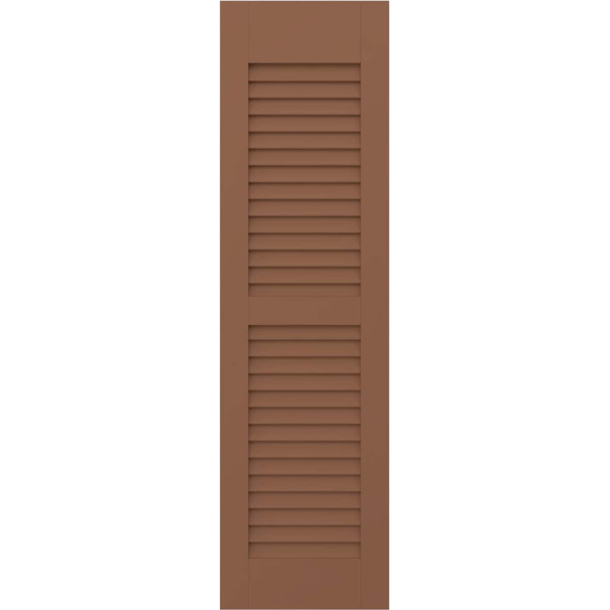 Ekena Millwork 15-in W x 77-in H Burnt Toffee Paintable/Stainable Louvered Wood Exterior Shutters ( 2 -Pack )