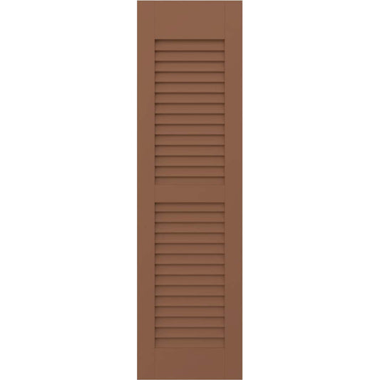 Ekena Millwork 15-in W x 77-in H Burnt Toffee Paintable/Stainable Louvered Wood Exterior Shutters ( 2 -Pack )