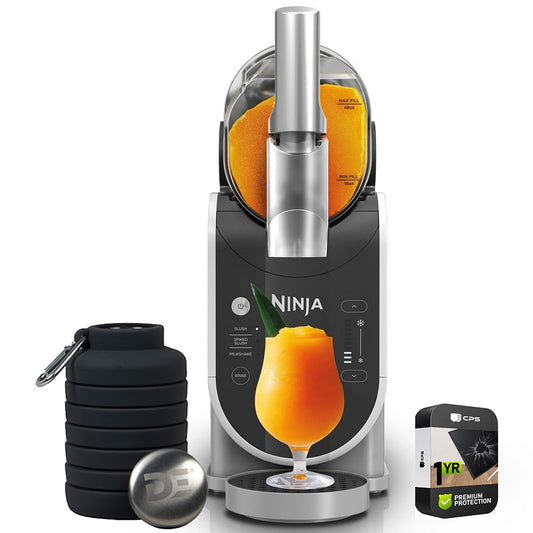 Ninja FS300 SLUSHi 72oz. Frozen Drink & Slushie Machine (Renewed) Bundle with Deco Essentials Collapsable Water Bottle BPA Free 24oz Gray\/Stainless and 1 YR CPS Enhanced Protection Pack