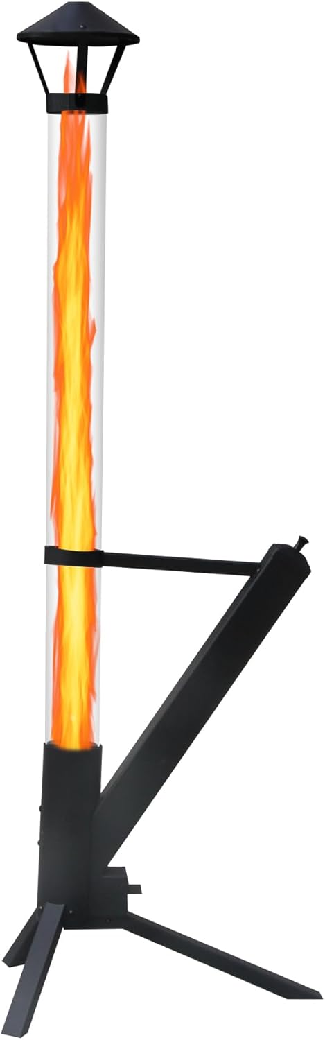 55.9 Inches Wood Pellet Patio Heaters for Outdoor Use, Portable Rocket Stove with Glass Tube for Patio, Porch and Garden