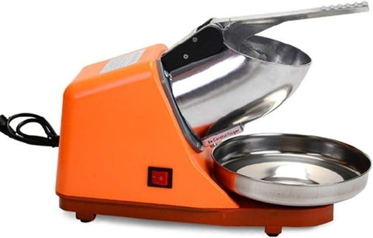 Electric Ice Crusher Shaver Snow Cone Ice Block Making Machine Easy to Operate Clean (Color : Orange)