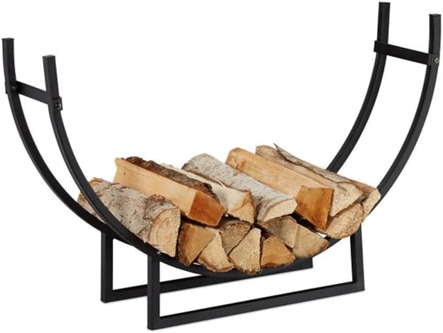 Outdoor Fireplace Firewood Rack Heavy Duty Metal Firewood Holder for Firewood Storage Weather Resistant Outdoor Firewood Rack for Various Size Logs