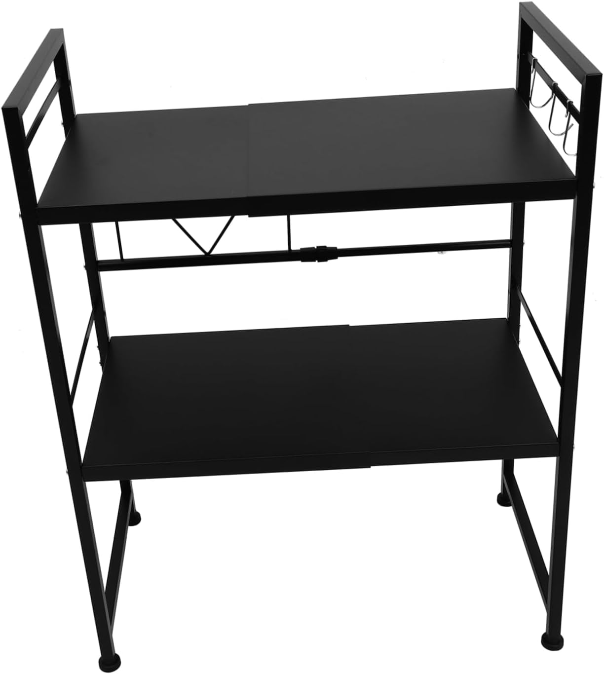 Mikinona Heavy Duty Multifunction Microwave Oven Rack Stainless Steel Storage Organizer for Kitchen Black Dual-Layer Design Retractable Space-Saving for Appliances