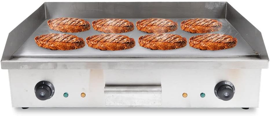 Electric Griddle, 110V 4400W 29" Commercial Countertop Griddle, Flat Top Grill Hot Plate BBQ, Stainless Steel Adjustable Temperature Control 122°F-572°F