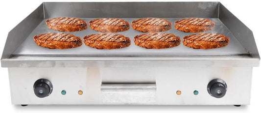 Electric Griddle, 110V 4400W 29" Commercial Countertop Griddle, Flat Top Grill Hot Plate BBQ, Stainless Steel Adjustable Temperature Control 122°F-572°F