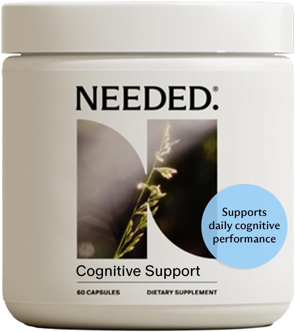 Needed. Cognitive Support - Comprehensive Supplement with Ashwagandha, Reishi & Lion's Mane Mushrooms, Breastfeeding Safe - Supports Focus, Attention, & Memory, 30-Day Supply