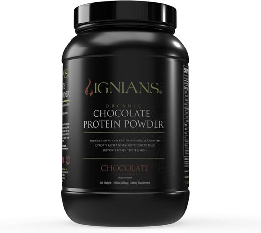 Ignians Organic Plant-Based Protein Powder|Pea Blend|26.5 g Protein|< 5g Carbs|Vegan Friendly|Lactose Free|for Men & Women|for Shakes, Smoothies, & Baking|Chocolate