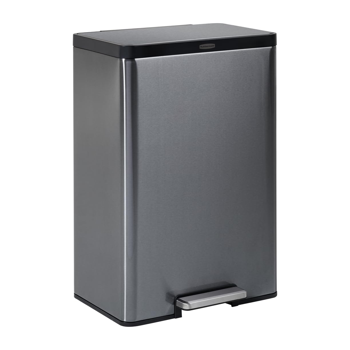 Rubbermaid Elite Stainless Steel Step-On Trash Can, 12 Gallon, Charcoal, Wastebasket for Home\/Kitchen\/Garage\/Apartment\/Office