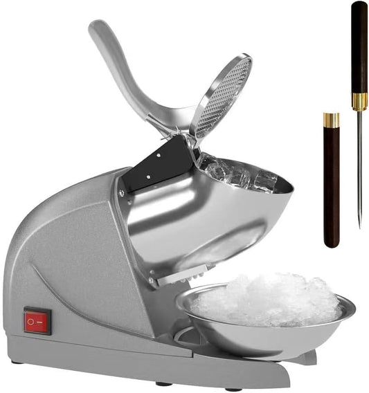 OKF Ice Shaver Prevent Splash Snow Cone Machine, Electric 3 Blades Shaved Ice Machine, 380W Ice Shaver Machine, 286lbs\/hr Shave Ice Machines, Snowcone Machines, Ice Crusher (Silver)