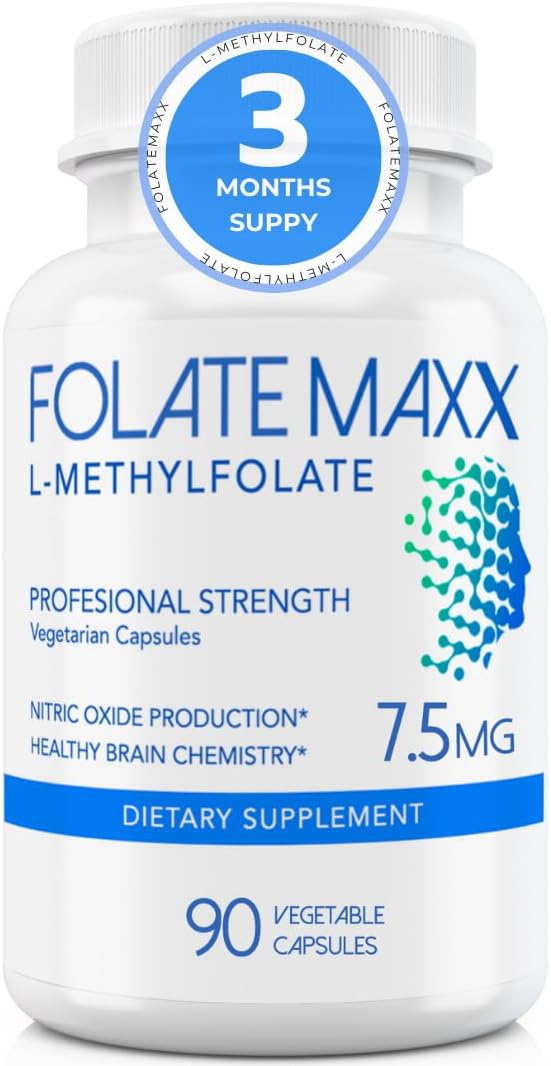 FolateMaxx L-Methylfolate 7.5 mg Professional Active Folate, MethylFolate 5-MTHF (90 Capsules)