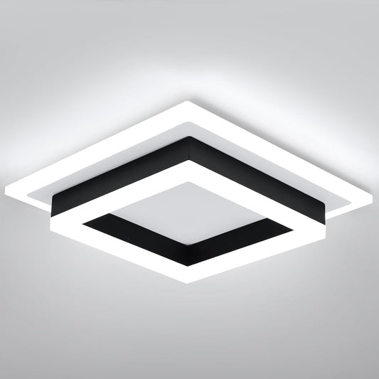 EIDISUNY 32W Modern LED Ceiling Light, Small Flush Mount Light Fixture, 6000K Cold White Ceiling Lamp, Square Hallway Lighting Fixtures for Living Room Bedroom Bathroom Kitchen (White, Cold White)