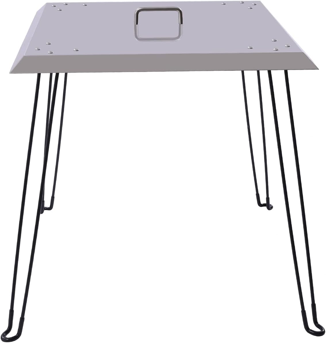 Fire Pit Heat Deflector 24 x 24 x 24 Inch, Stainless Steel Fire Pit Cover, Square Burner Cover to Push Heat Down and Out, with Foldable Legs and Carrying Handle