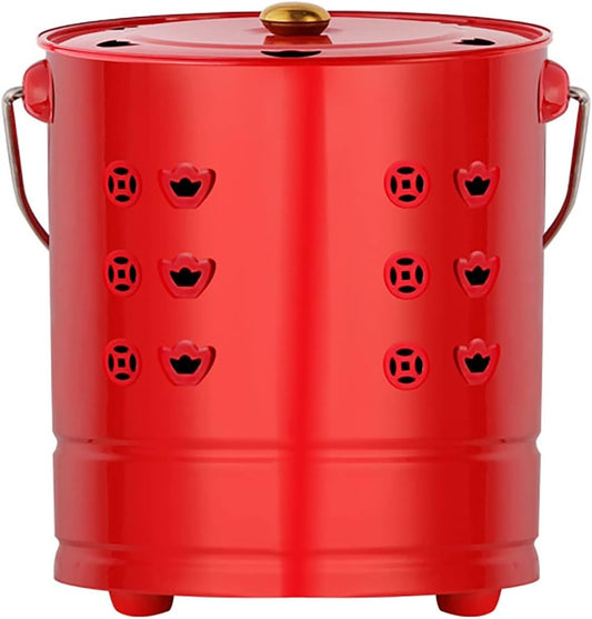 Fire Bin Burning Leaves Barrel Metal Garden Incinerator Stainless Steel Burn Barrel Incinerator Furnace Burning Bin for Yard Garden (Color : Red, Size : 50CM)