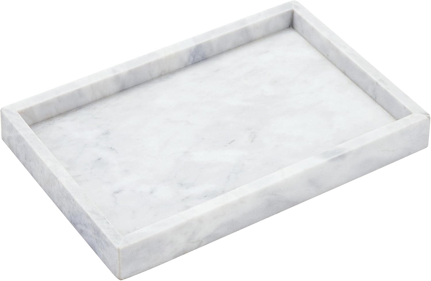 Real Natural Marble Vanity Tray, Genuine Marble Storage Tray for Cosmetics\/Jewelry, Non-Resin\/Non-Ceramic, Dresser Organizer Tray, Bathroom Tray, Home Decor, Kitchen, Coffee Table, 12 x 8 inch