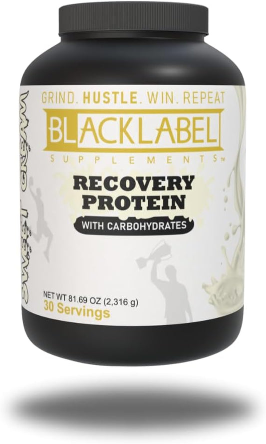 BLACKLABEL Supplements Recovery Protein, Sweet Cream, Whey Isolate, 25g Protein, 50g Carbs, Post-Workout Supplement